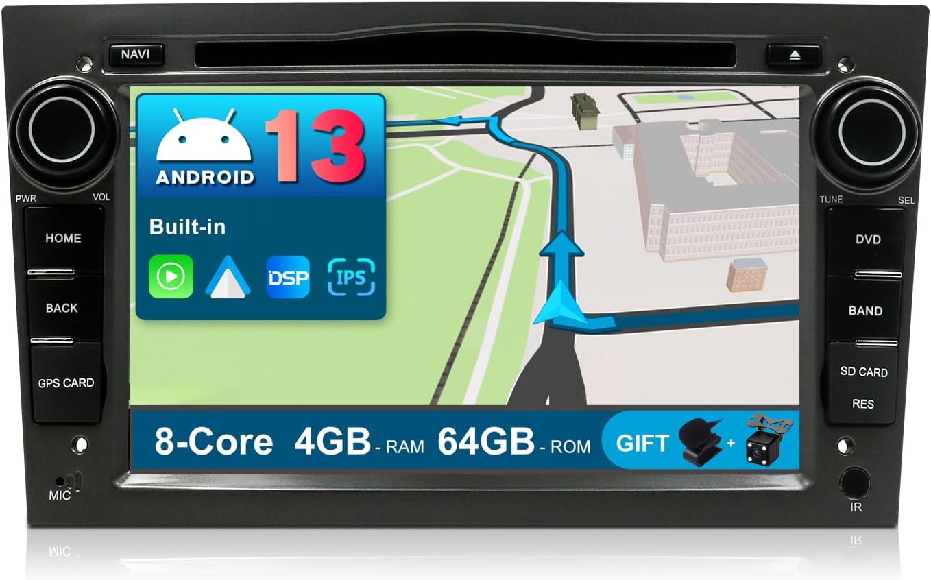 Android 12 Autoradio für Opel Modelle mit Carplay, 4G64G-DSP+Android Auto+Carplay-Grau