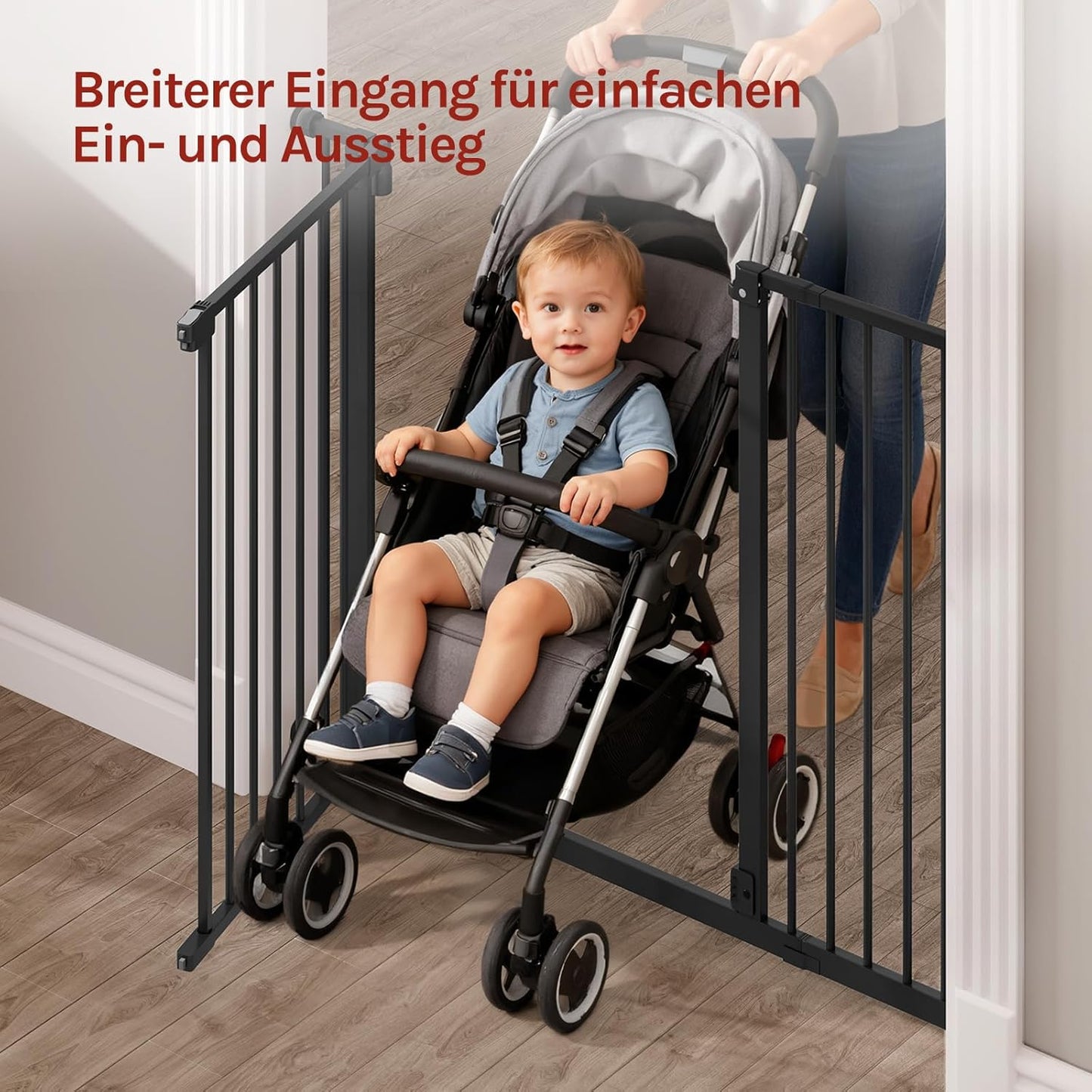 Treppenschutzgitter Auto-Close, 75-107 cm, Metall, 75-107cm Schwarz