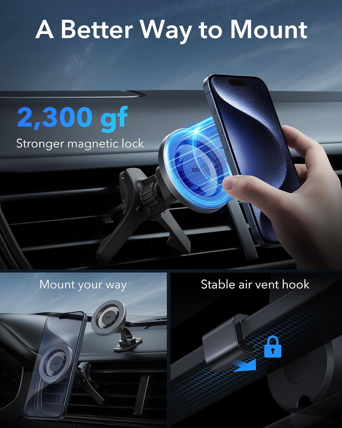 HaloLock Magnetic 2K6040101 Carphone Mount Ultra Strong, Entlüftung Autohalterung