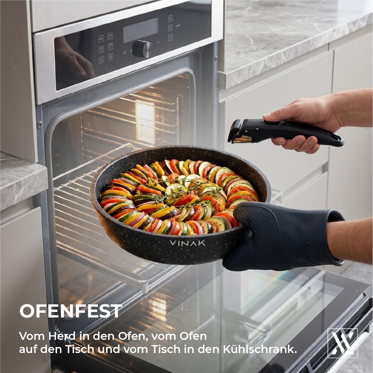 Bratpfannen-Set mit abnehmbarer Griff und Silikonutensilien