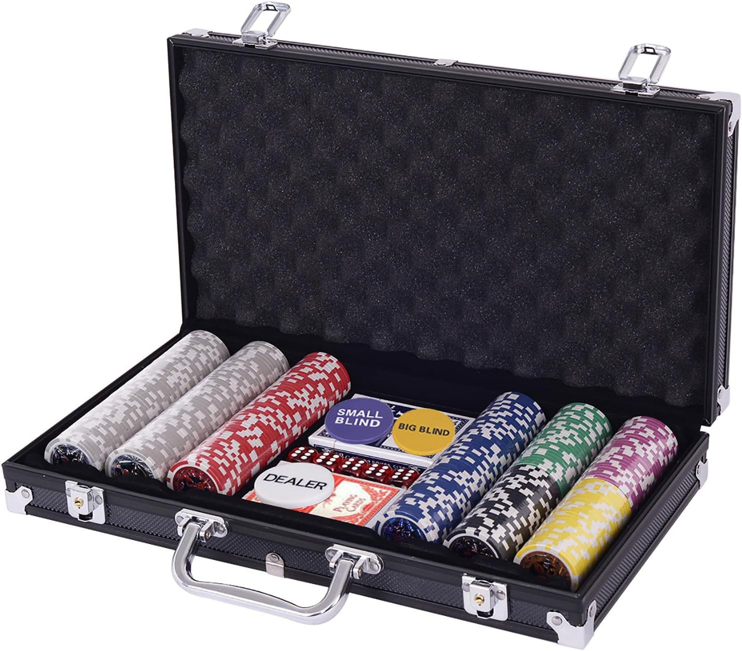 Pokerkoffer mit 300 Laser-Chips, Schwarz