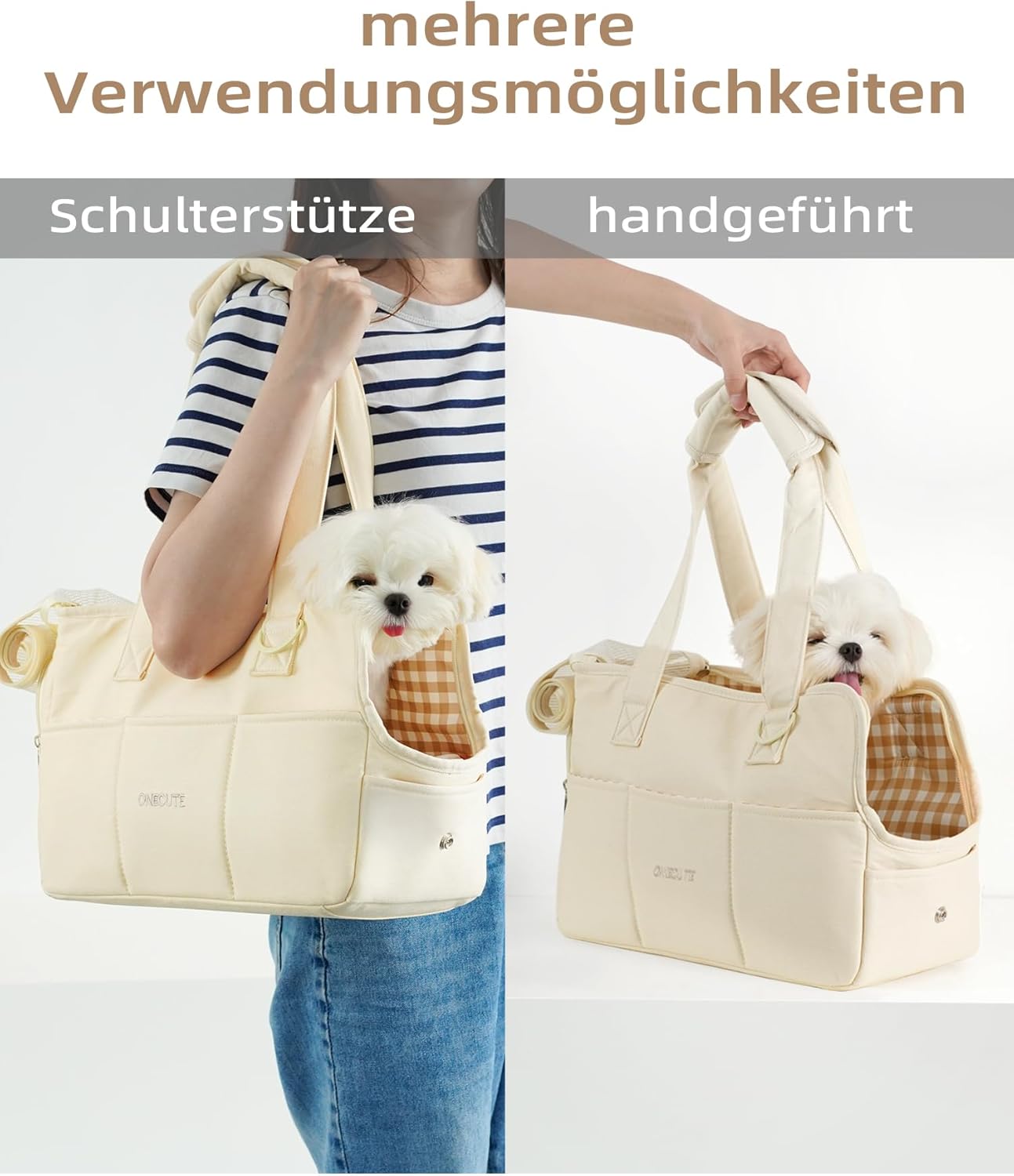 Hundetragetasche für kleine Haustiere, 34 * 16 * 25 cm Beige