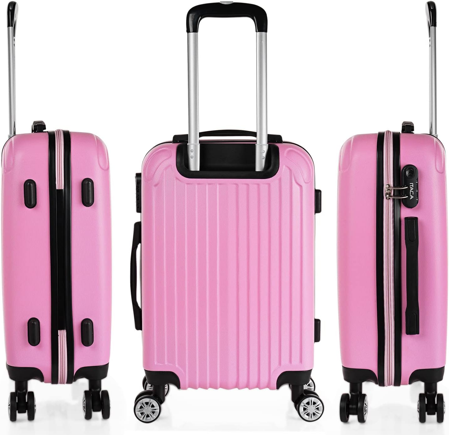 Trolley-Handgepäckkoffer mit Zahlenschloss, Rosa / 55 cm