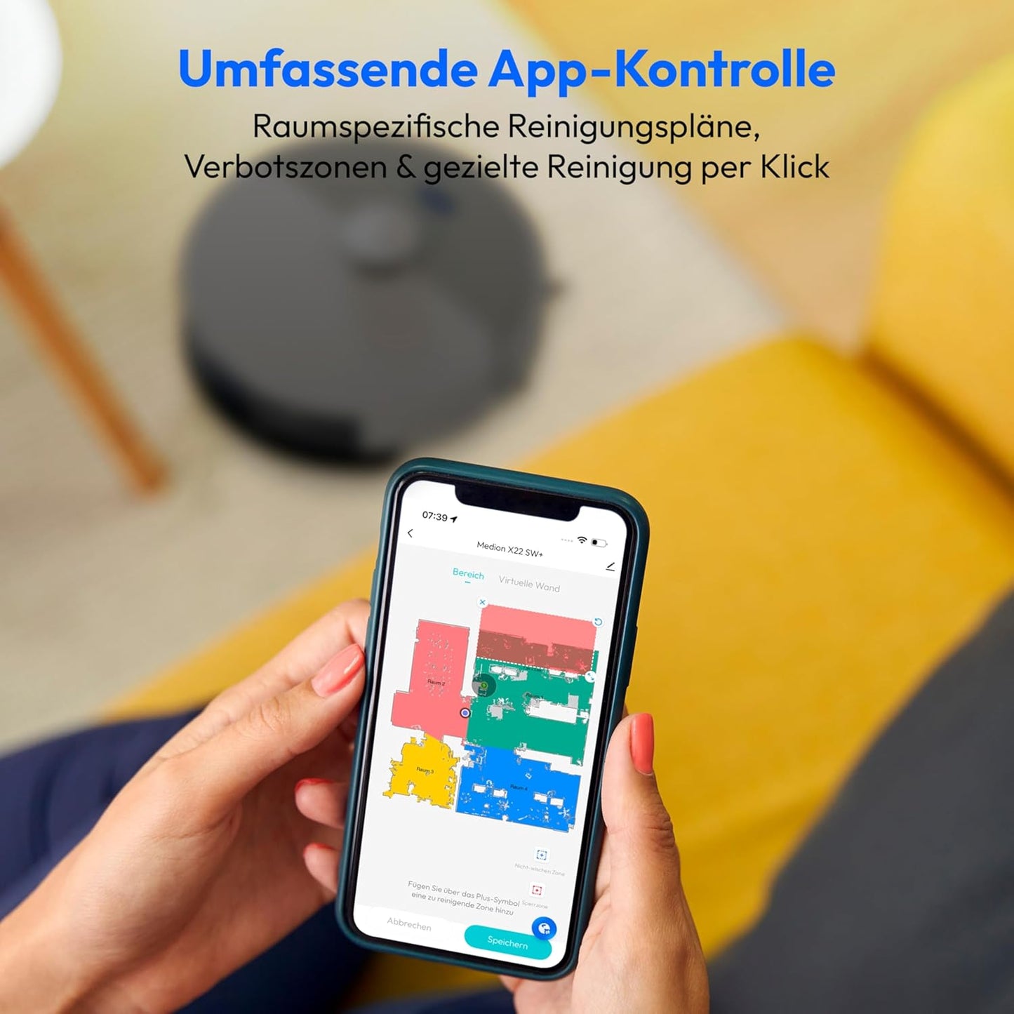 Saugroboter mit Wischfunktion und Absaugstation
