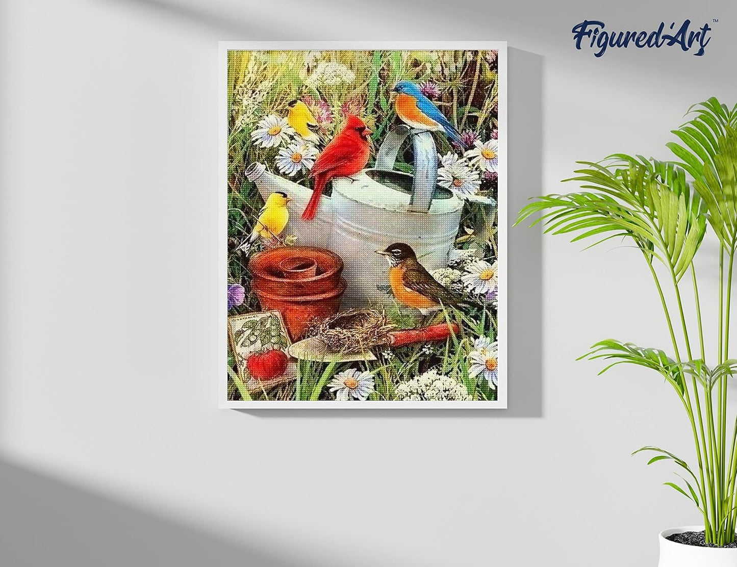 Diamond Painting, 40 x 50 cm, Vögel im Garten 40x50cm (Ohne Rahmen)