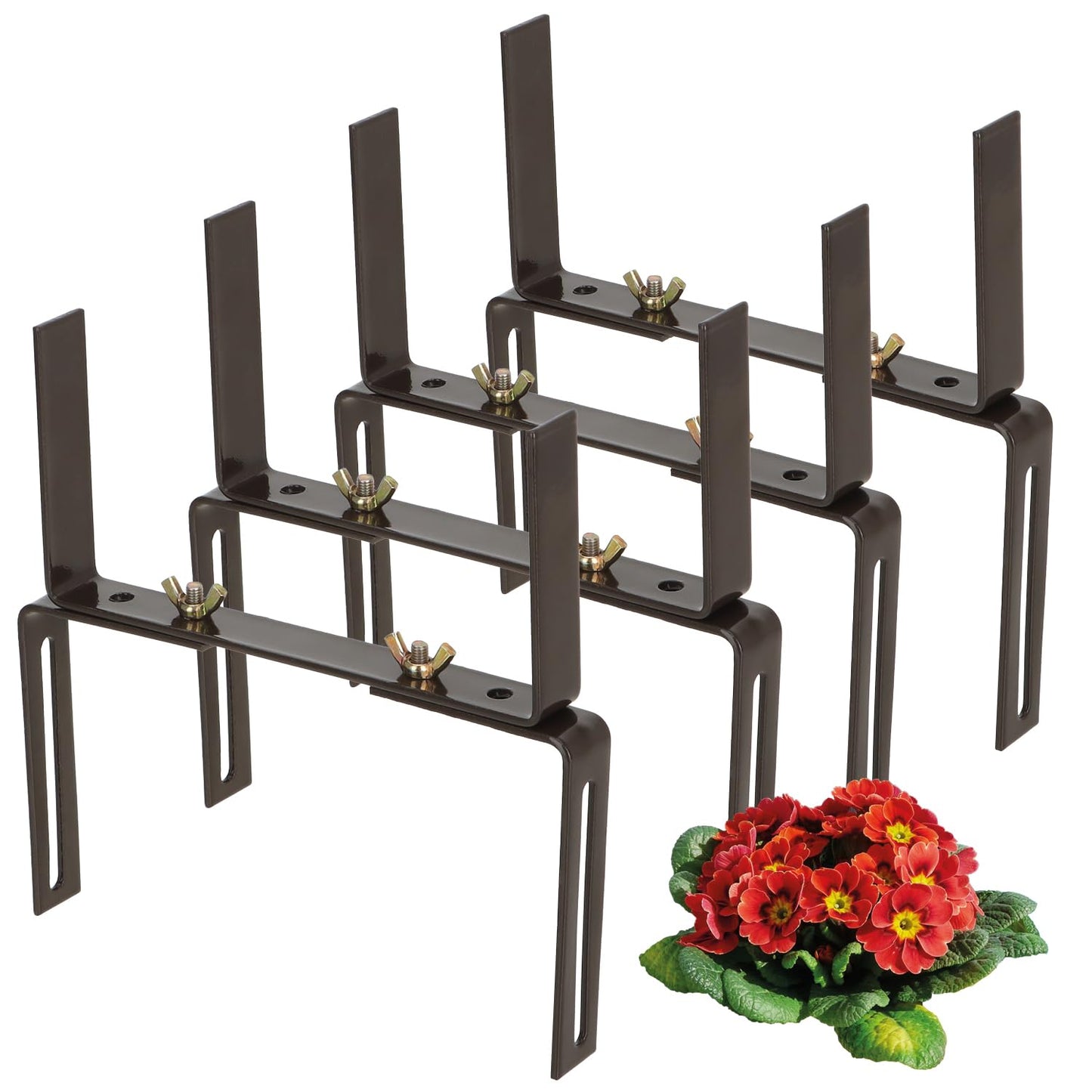 Verstellbarer Blumenkastenhalter für Balkon-Geländer, 4 Stück, 04 braun