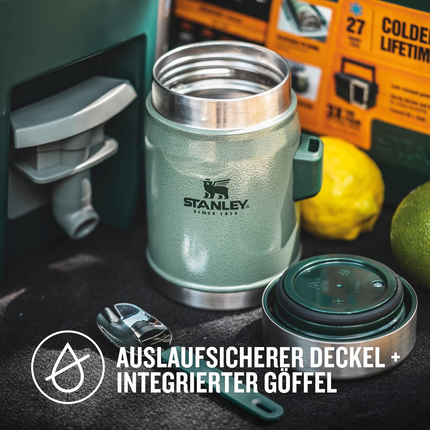 Thermobehälter für Essen (400 ml, Edelstahl), Hammertone Green