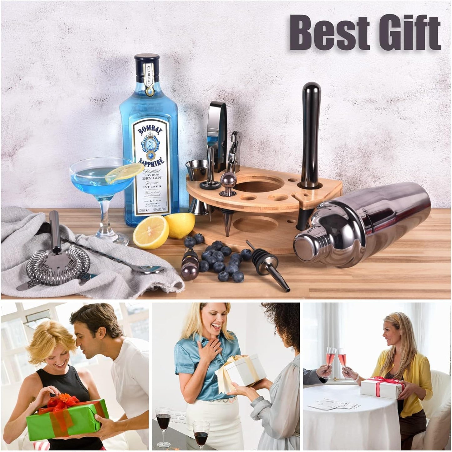 Cocktail Shaker Set, Grau 12 Teiliges