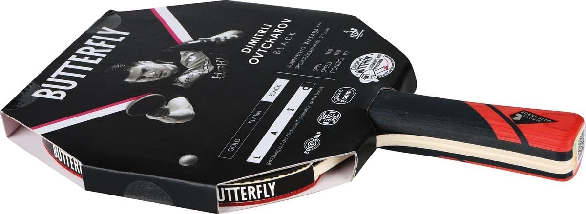 Dimitrij Ovtcharov Black Tischtennisschläger, Bundle mit Case CC1 & 3 Bälle