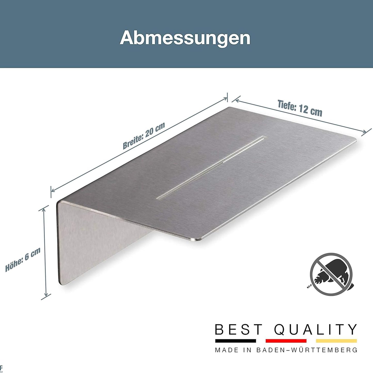 Duschablage, Breite 20 cm, Kleben