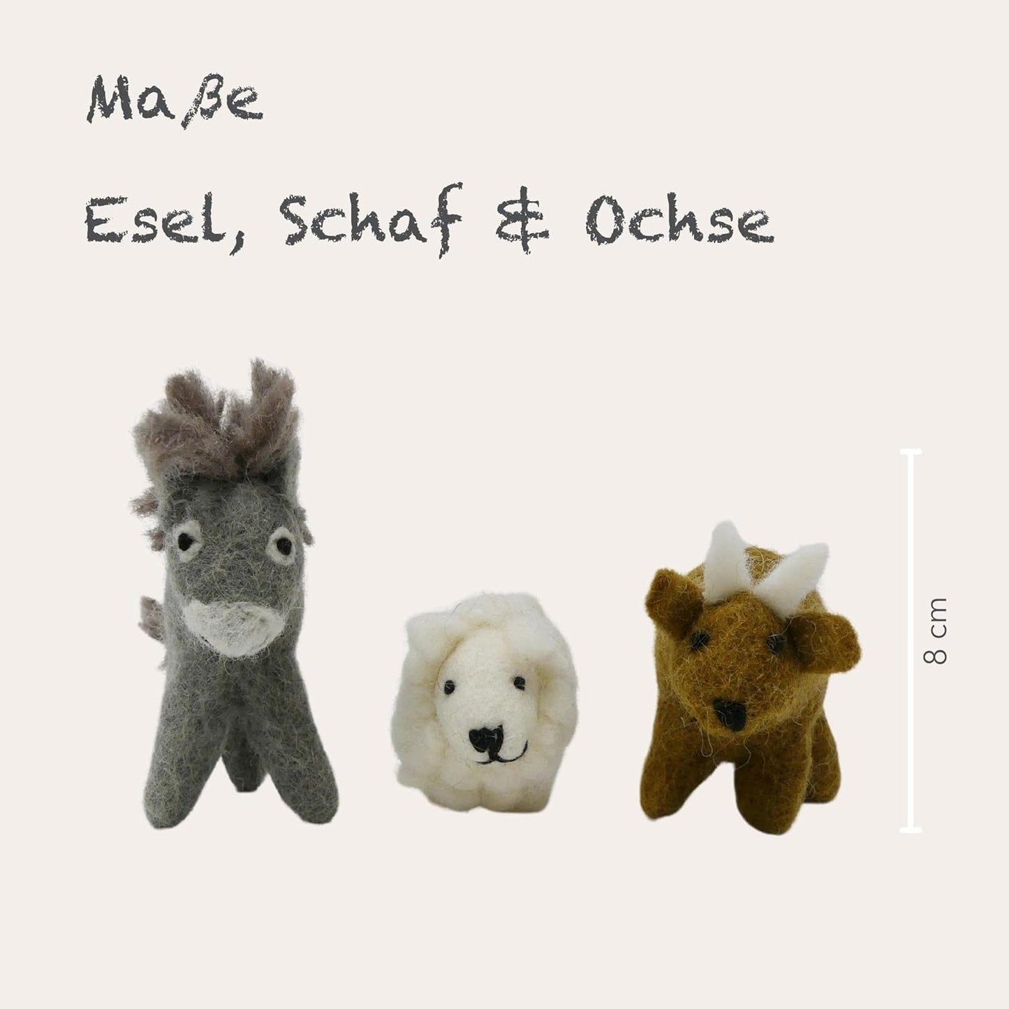 Krippentier-Set (Esel, Schaf & Ochse), Esel, Schaf und Ochse
