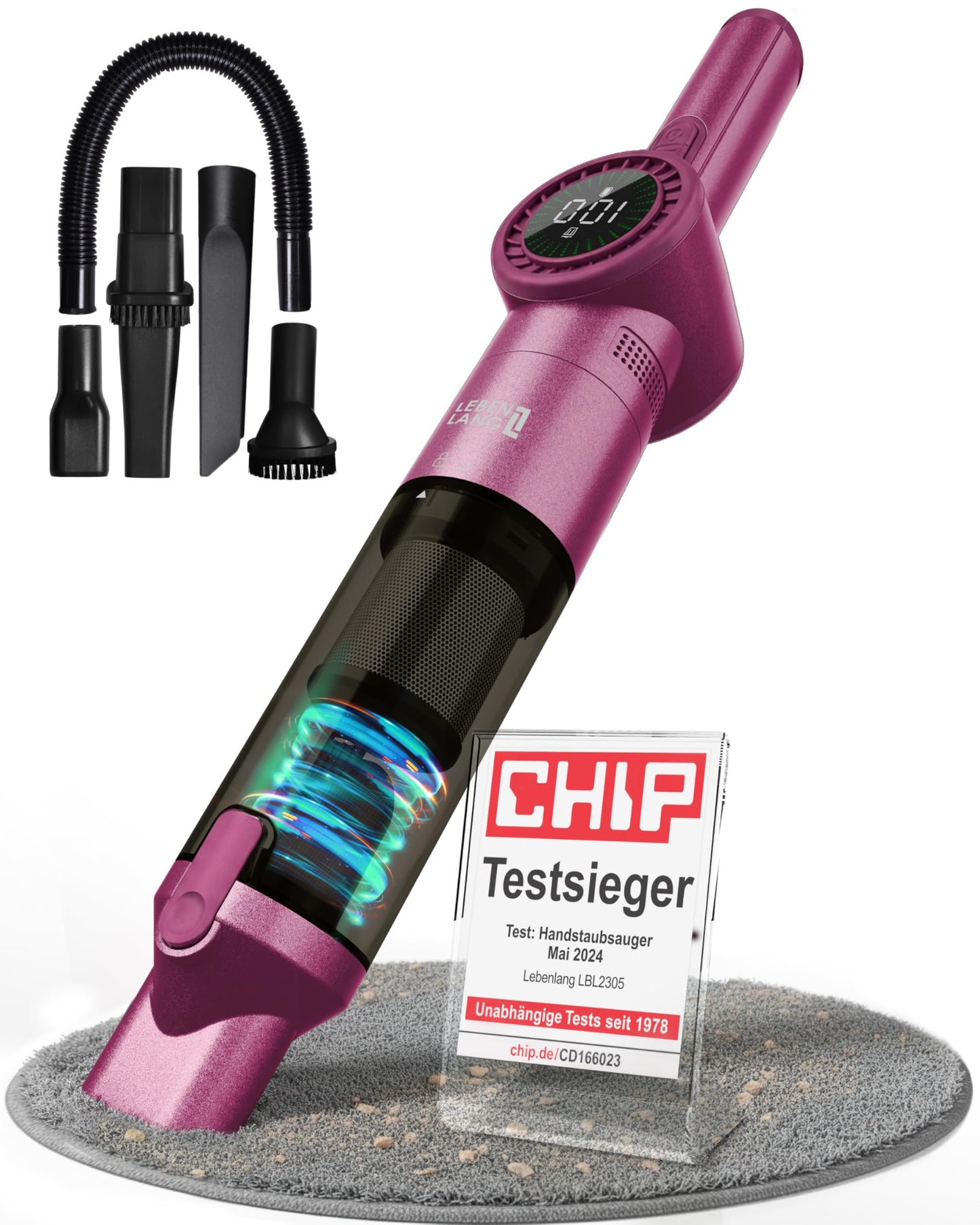 LBL2305P Handstaubsauger mit Dual-Filter & Ladestation, Rosa