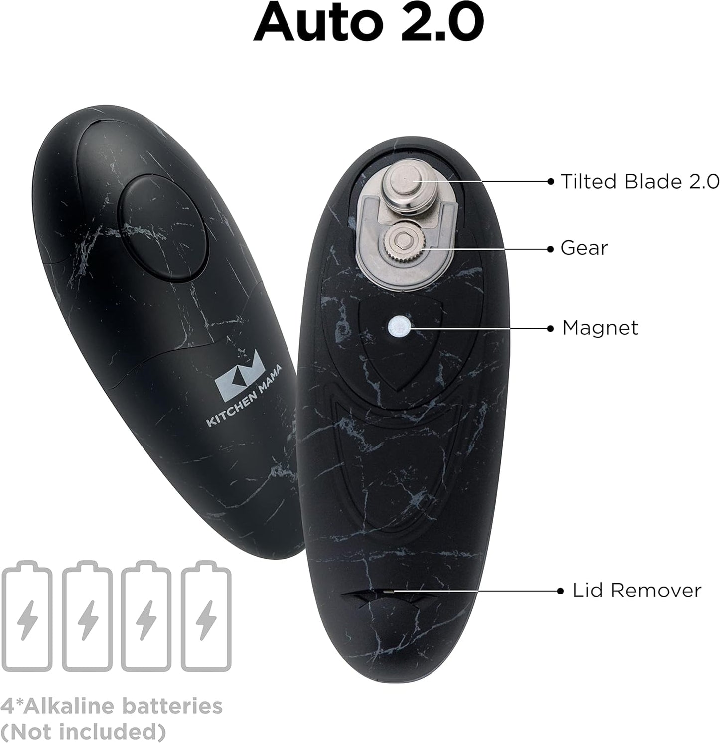 Dosenöffner Auto 2.0, batteriebetrieben, Marmorschwarz