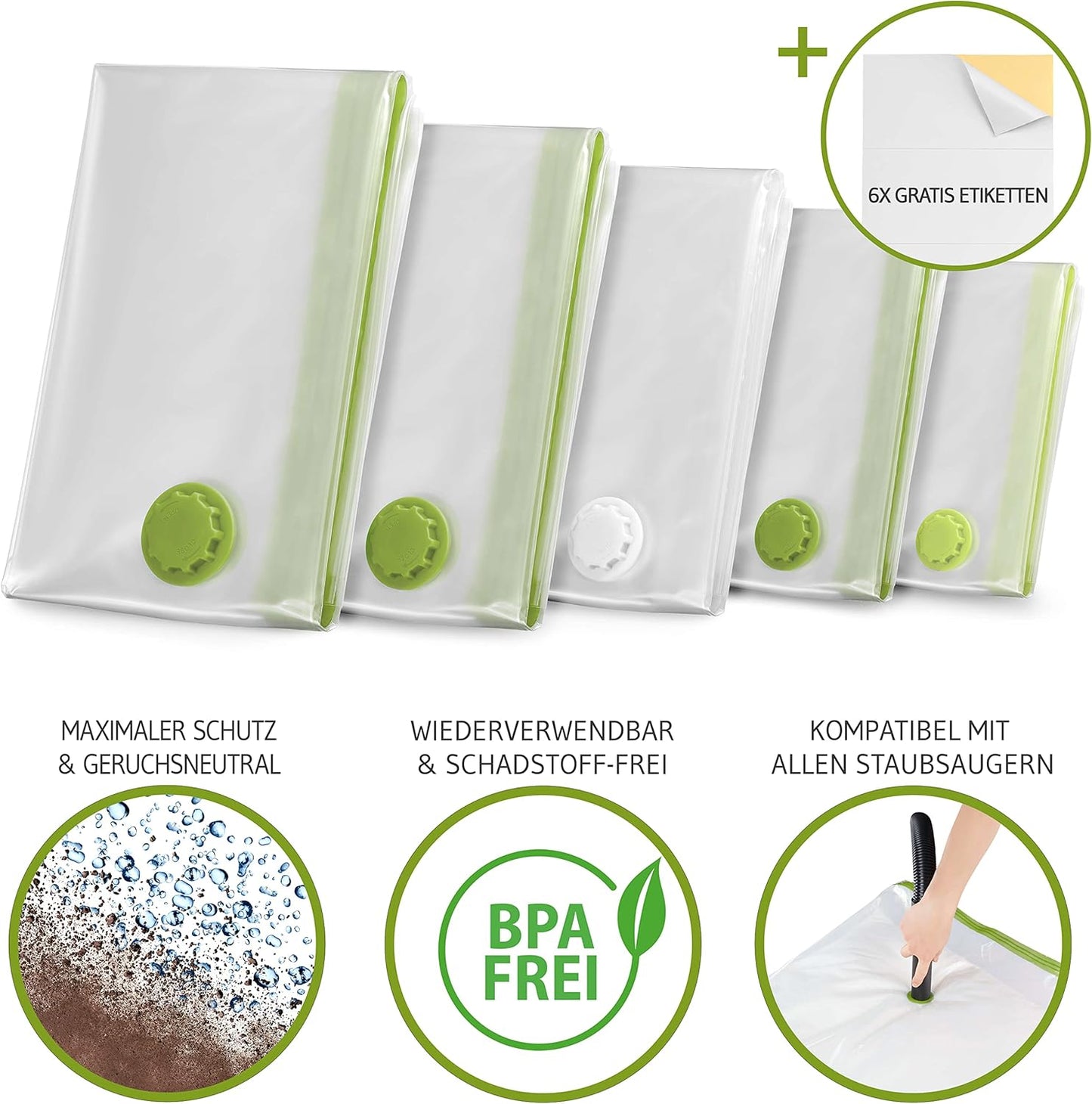 Vakuumbeutel-Set für Kleidung (6x, Grösse S), 6x - Small (60 x 40cm)