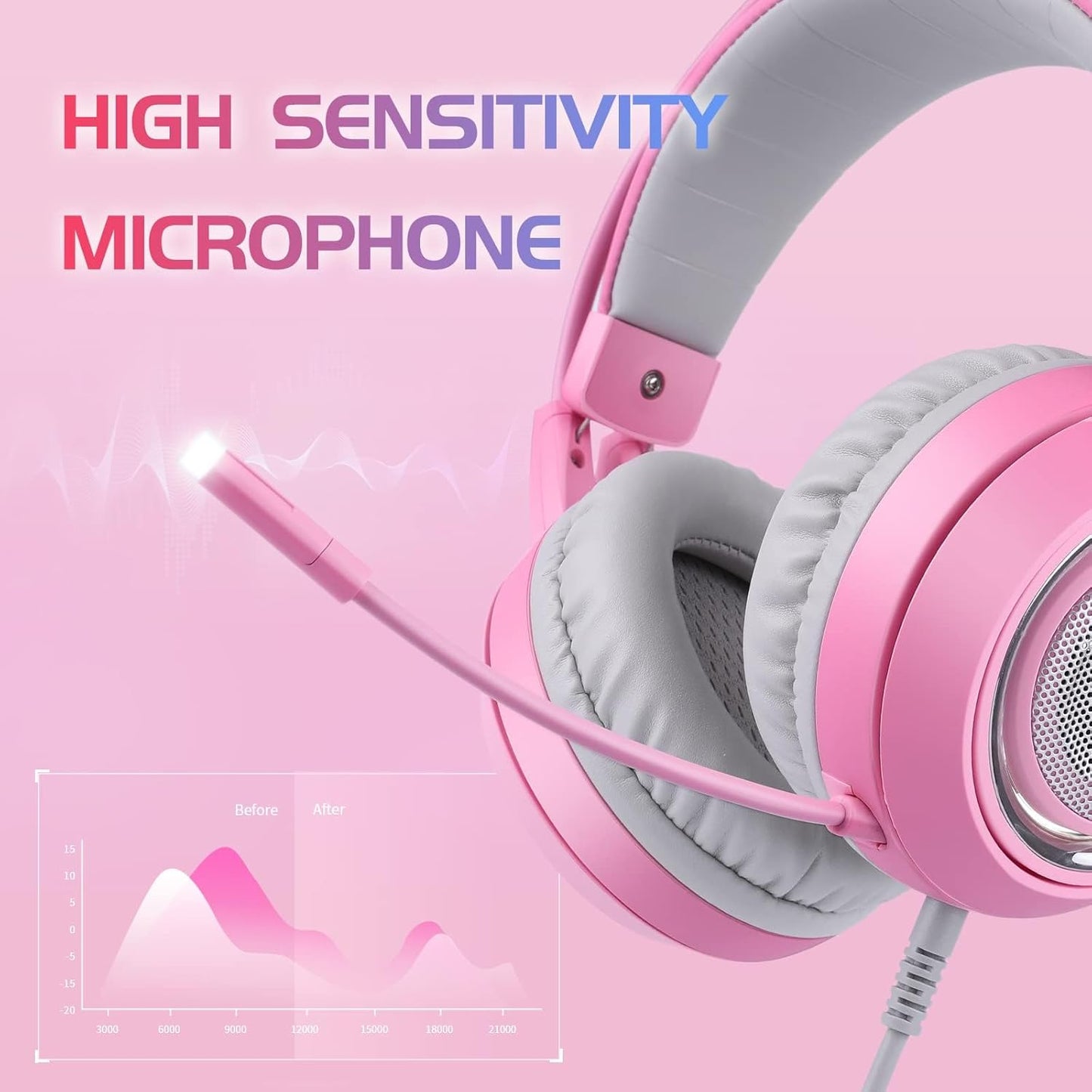 Gaming Headset G951 mit 7.1 Surround und LED-Licht, ROSA