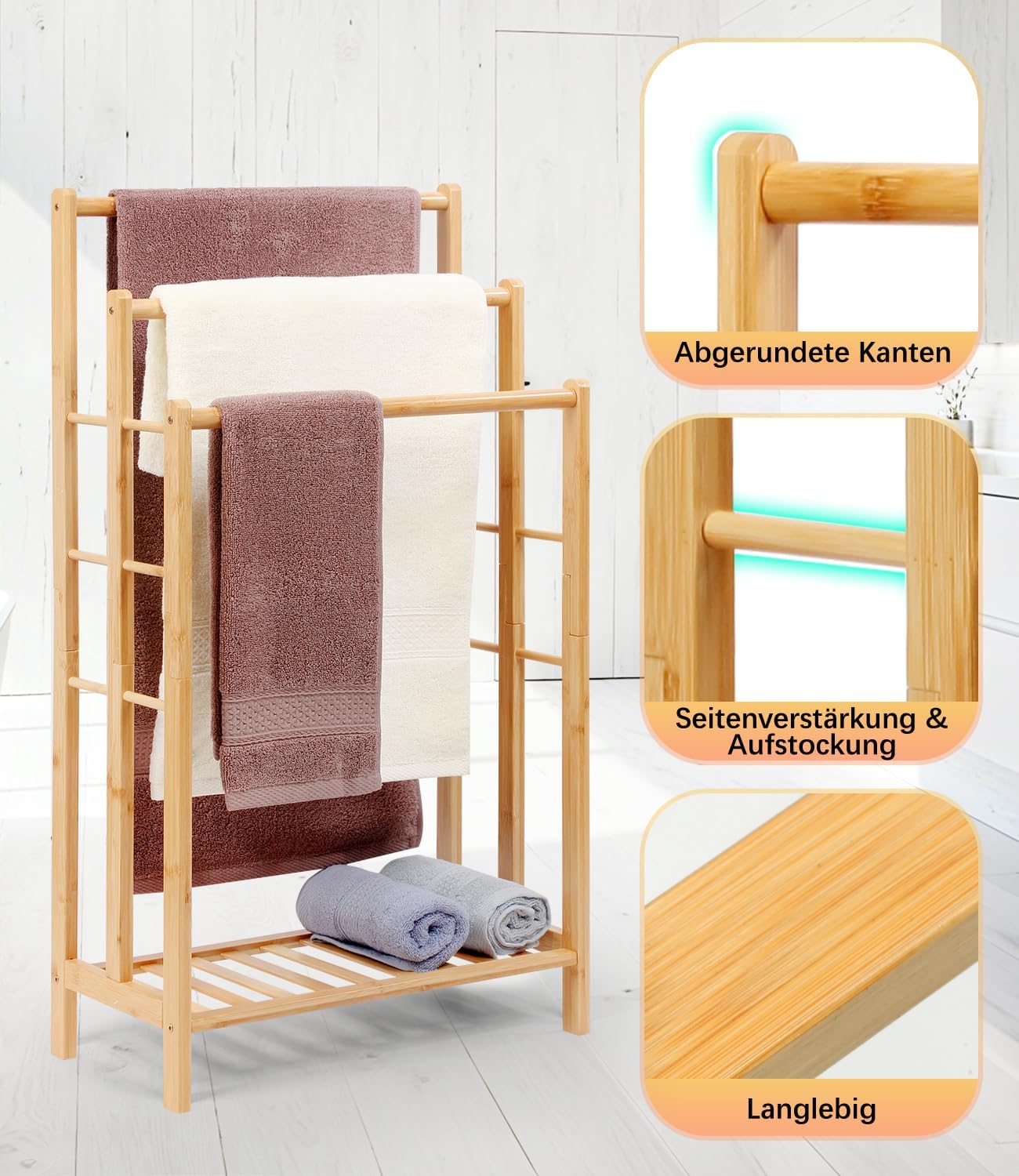 Handtuchständer mit Ablage, 86cm hoch