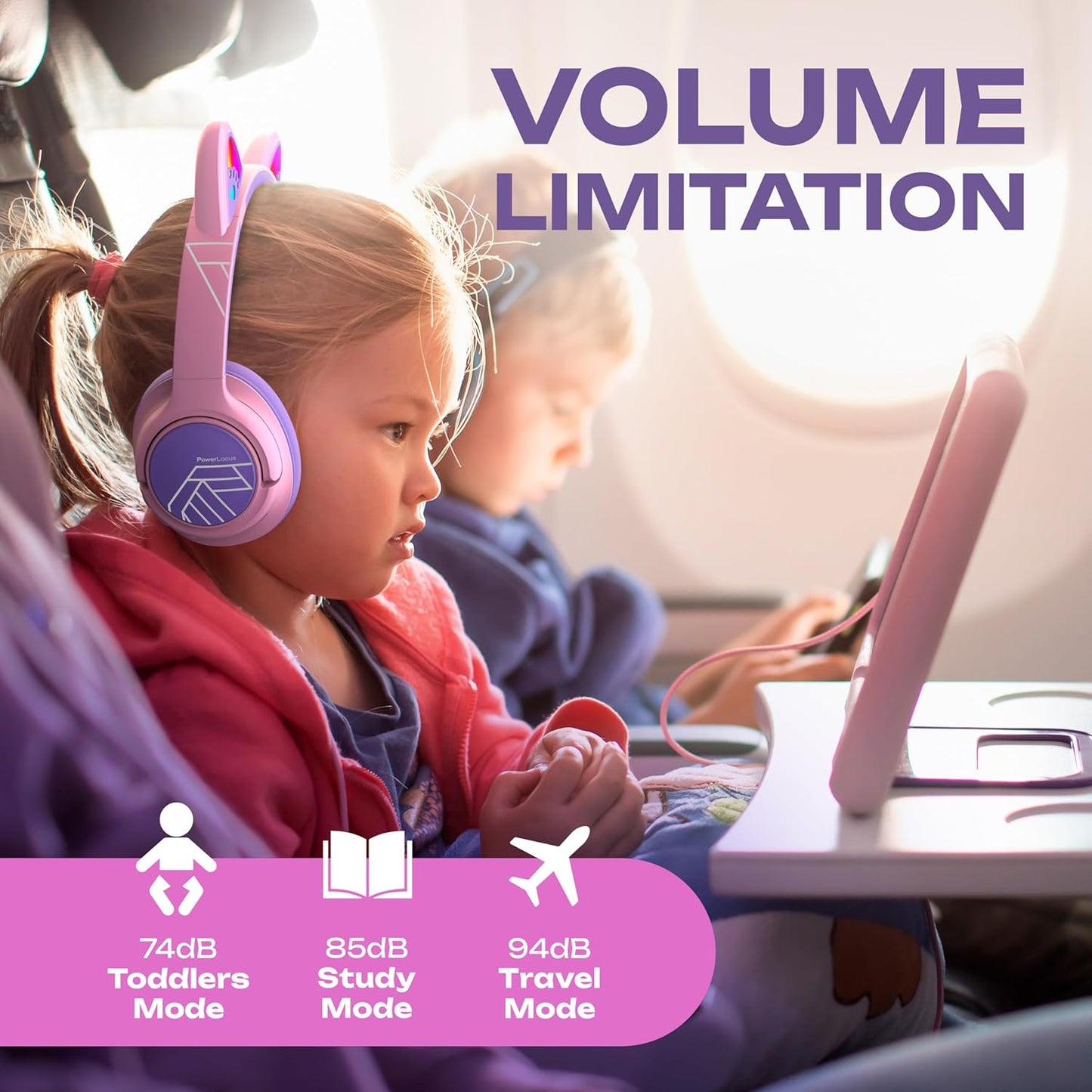 Bobo Bluetooth-Kopfhörer für Kinder, Lila/Rosa