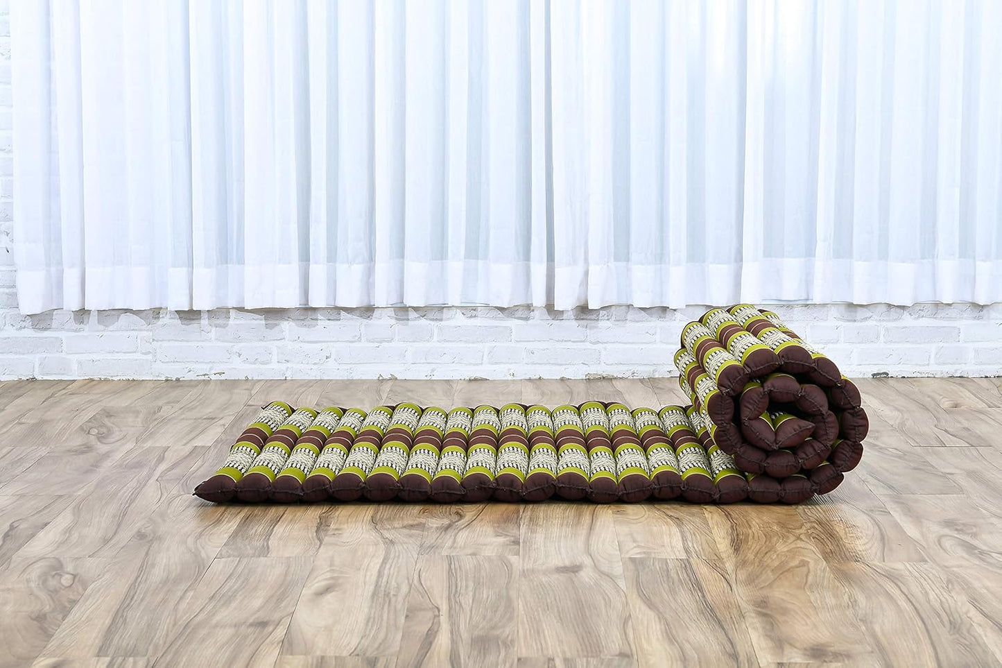 Faltbare Tatami Bodenmatratze, M: 190x70 cm / Sf20 - Braun, Grün