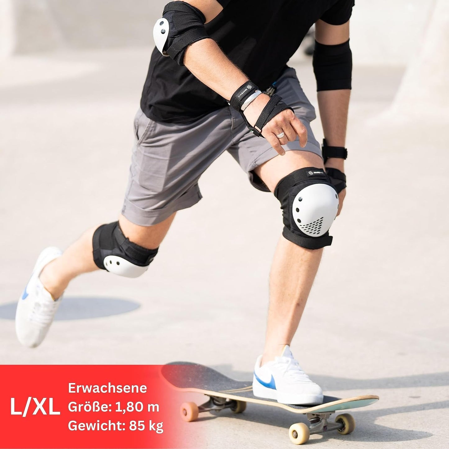 Protektoren-Set SMASH, L/XL - Adults, Schwarz Weiss