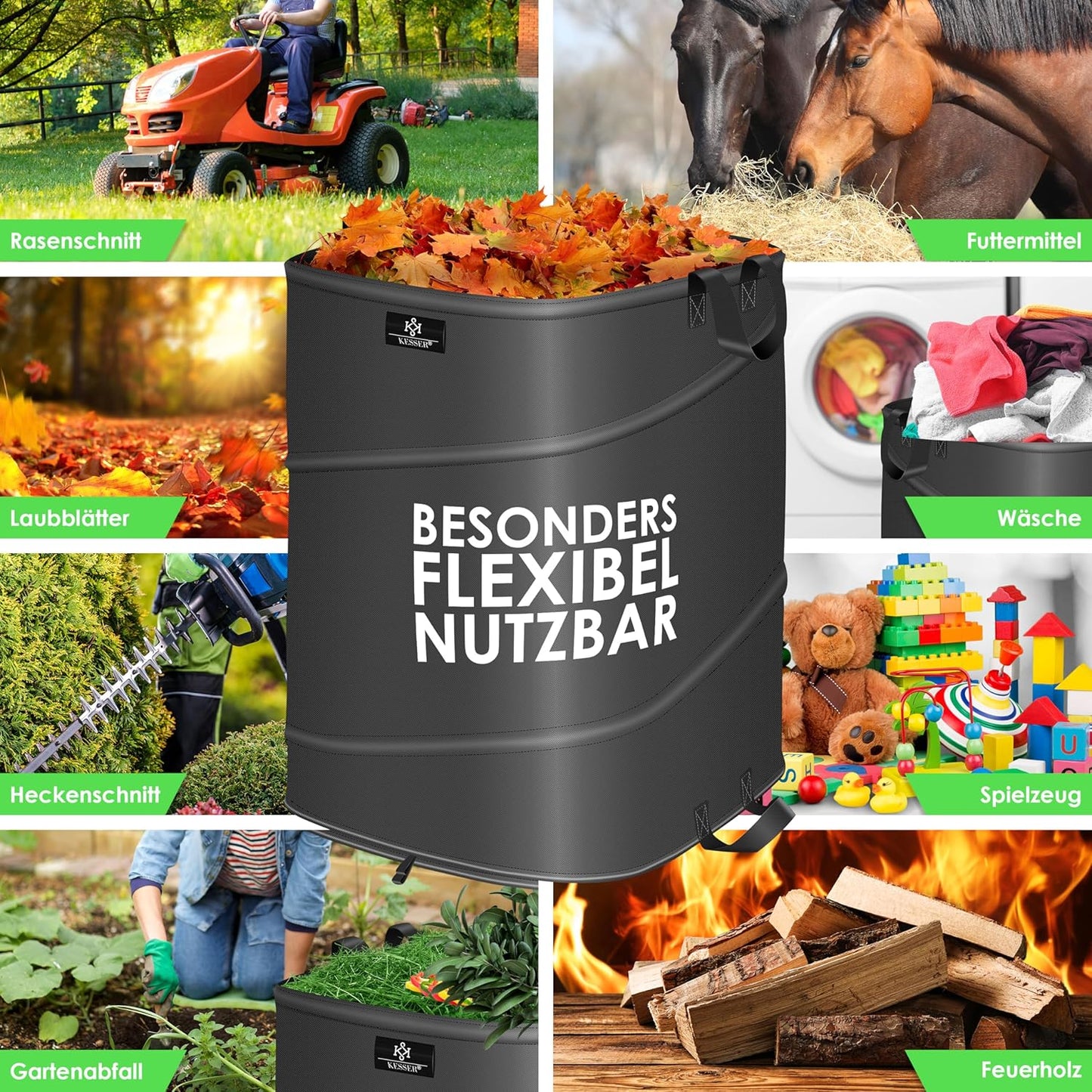 Pop-Up Gartensack für Gartenabfälle, 1x 219 Liter Anthrazit / Schwarz