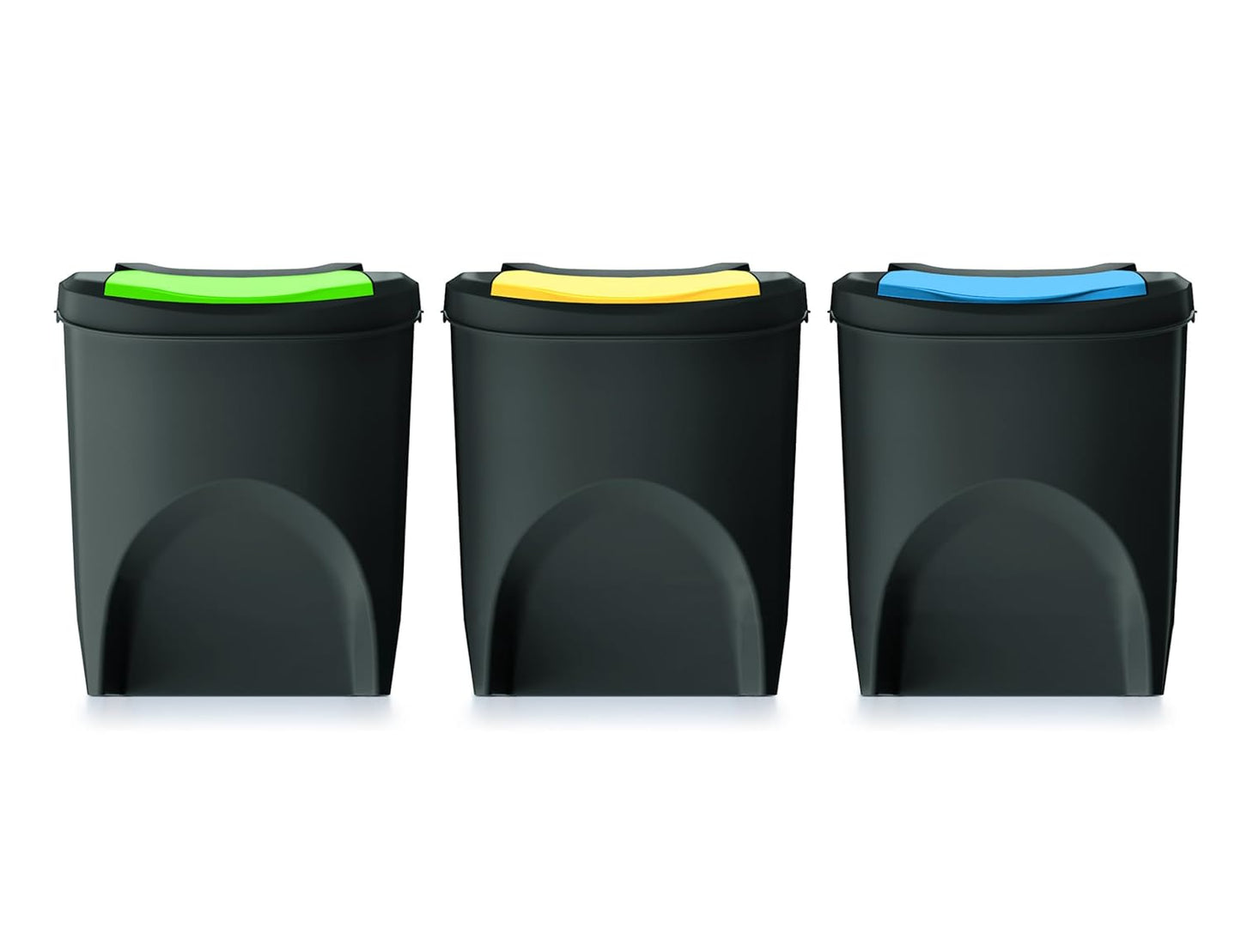 Stapelbares Mülltrennsystem, 3er Set, anthrazit, 3er Set - 25 L
