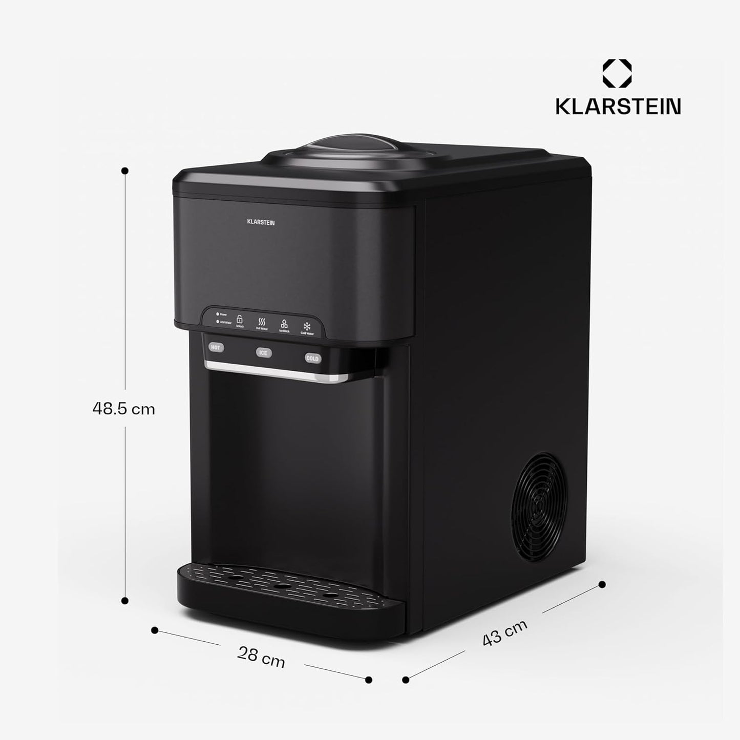 Eiswürfelmaschine mit Selbstreinigung, Schwarz 3 in1 Warmwasser Mechanisch