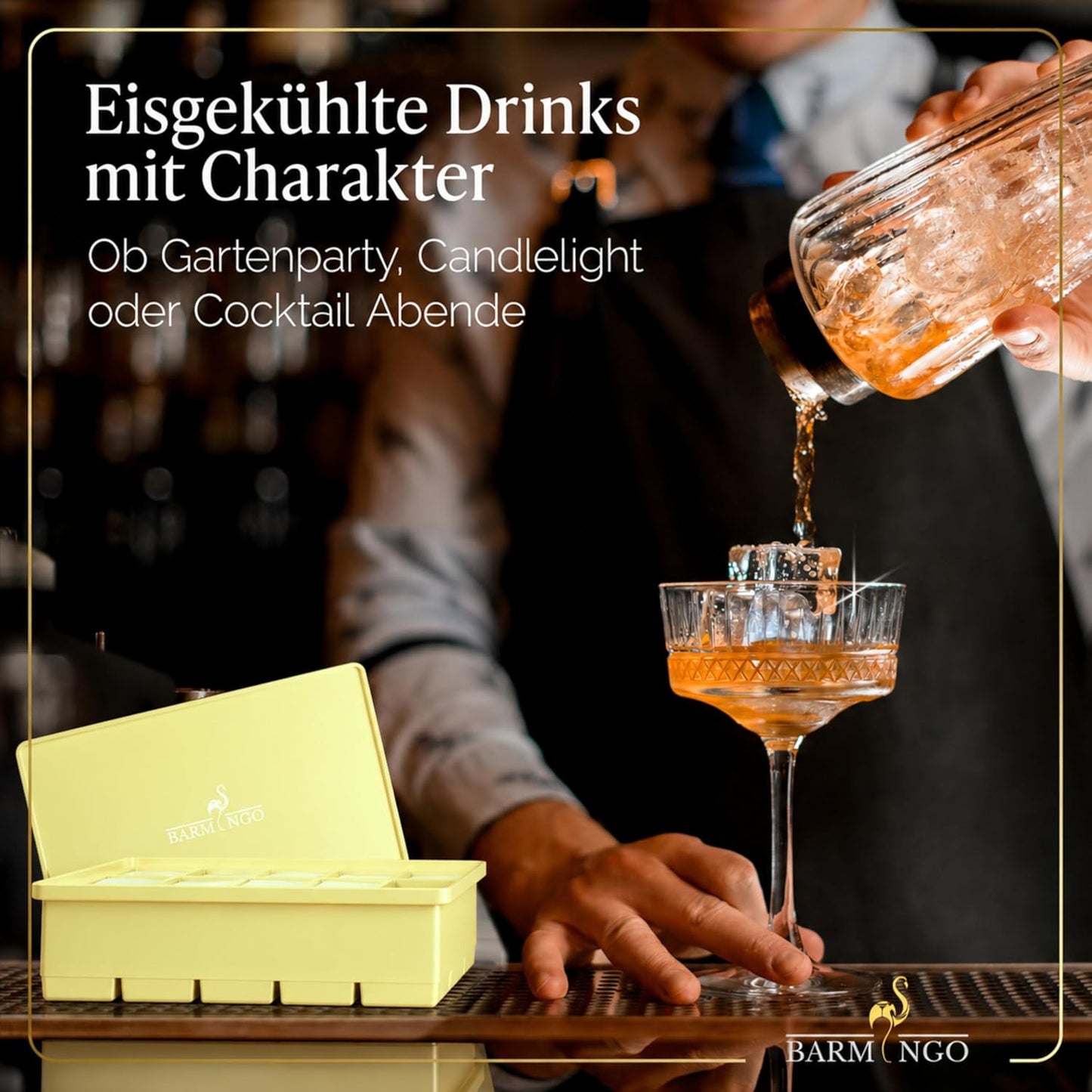 3er Set Eiswürfelform mit Deckel, 15 XXL Würfel Pastell Gelb 3