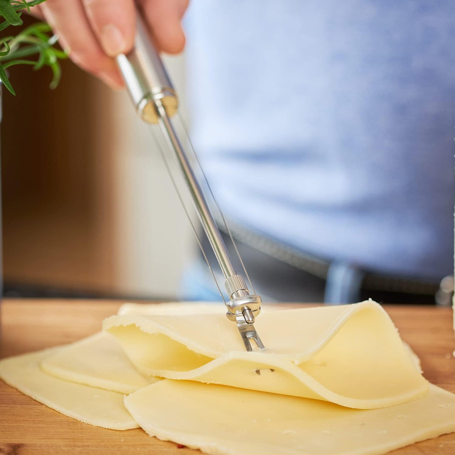 Käseschneider mit Gabel für Schnittkäse, Drahtkäseschneider Single