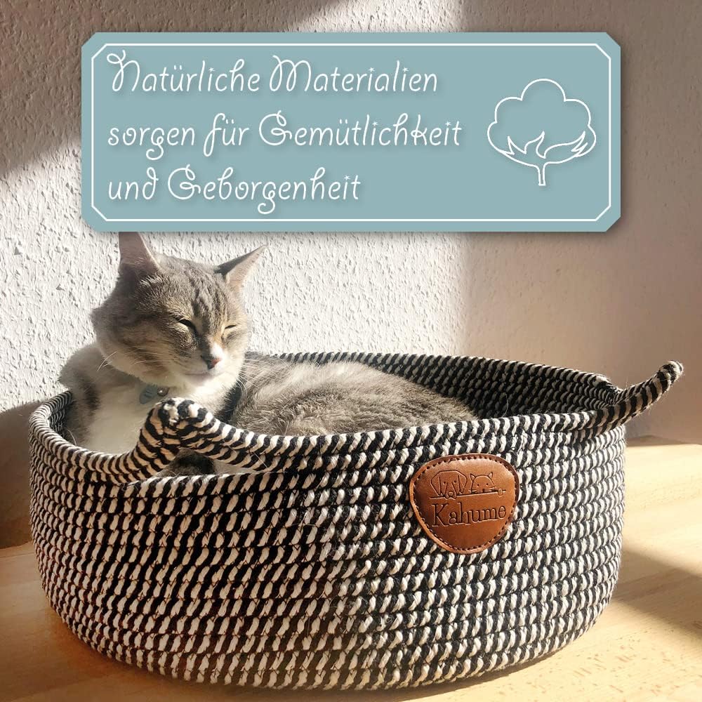 Waschbares Katzenbett aus Baumwollseilen, Schwarz-weiß