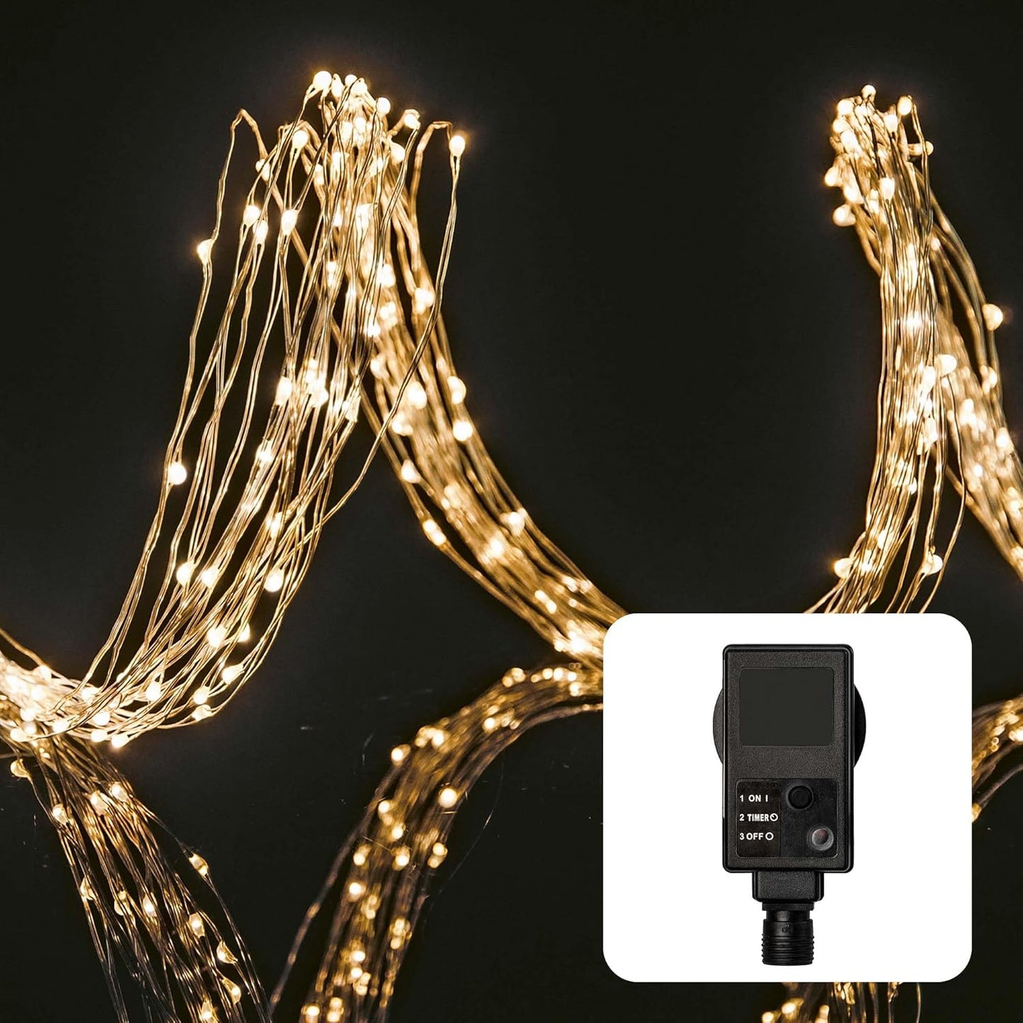 LED-Weihnachtsgirlande mit Timer, 12 Stränge á 5 m, Warmweiss (Girlande), 192 LED / 2m beleuchtet