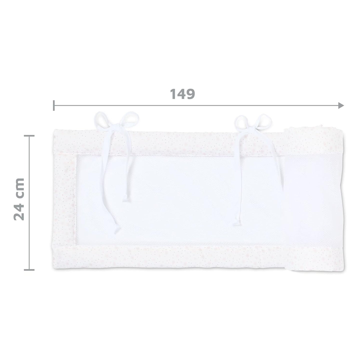 Nestchen Mesh für Babybett, weiss Glitzersterne rosé für Modell Original