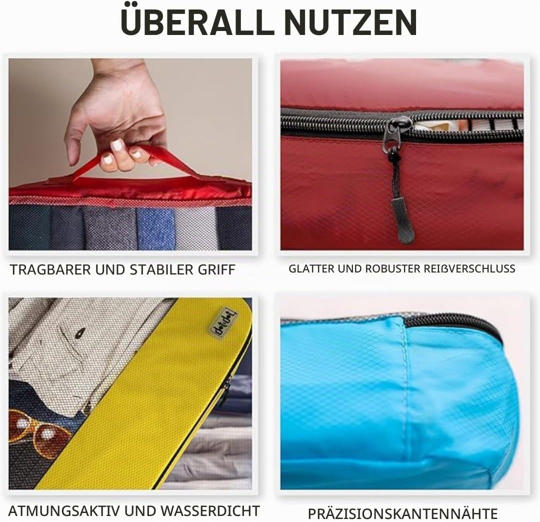 5-teiliges Reise-Packwürfel-Set, Small 5pc - Red/Yellow/Green/Blue/Purple
