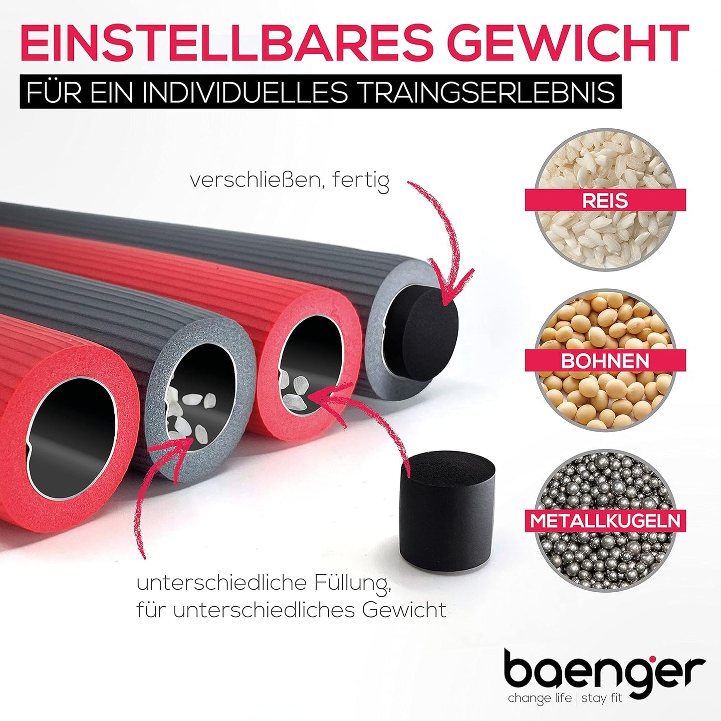 Hula Hoop Reifen Erwachsene Edelstahlkern (8 Segmente)