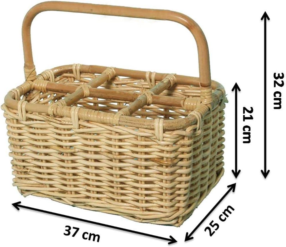 Flaschenträger aus Rattan für 6 Flaschen, Natur