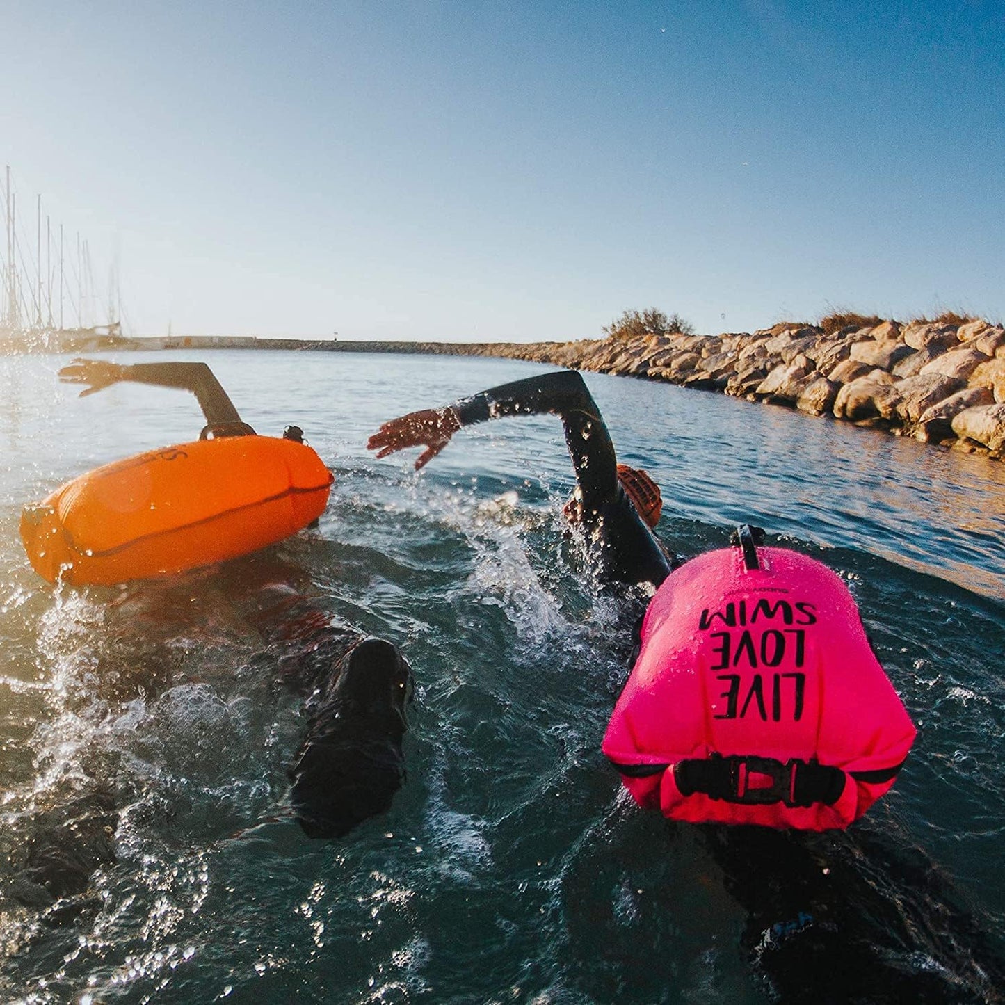 Schwimmboje mit Badekappe, Rosa