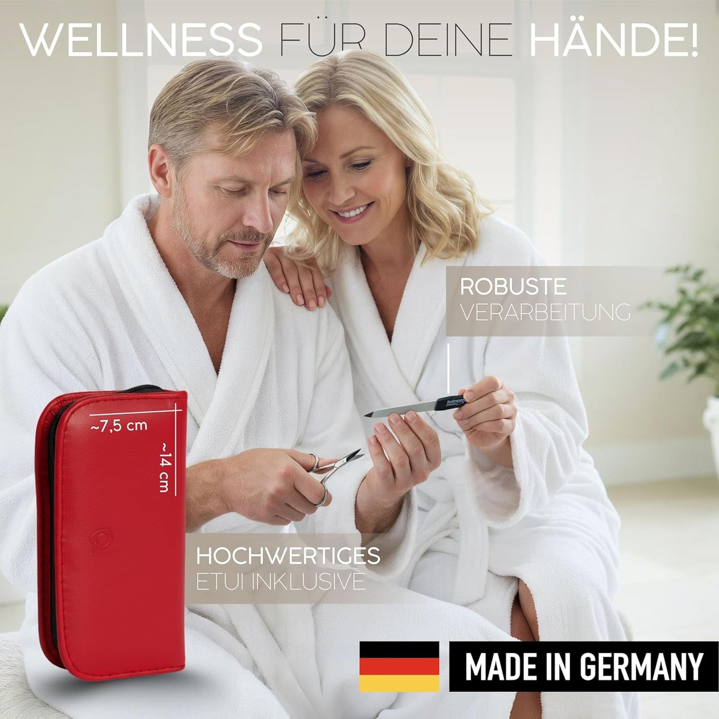 6-teiliges Maniküre Set im Kunstleder-Etui, Rot