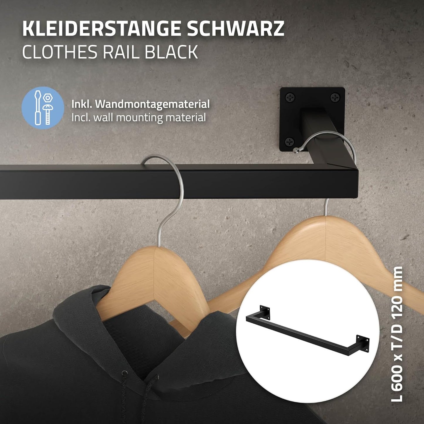 Kleiderstange, 1 T12cm x B60cm