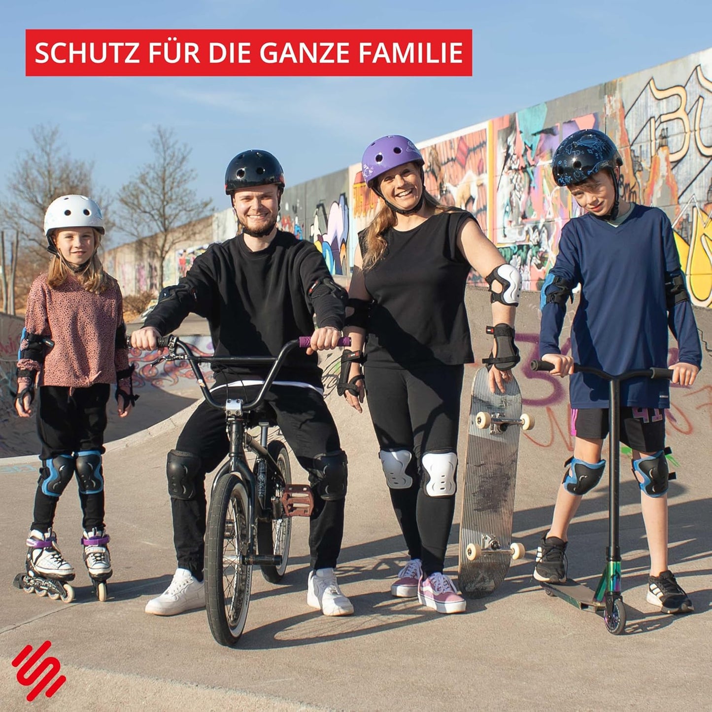 6-teiliges Protektoren Set für Kinder & Jugendliche, S - Kinder & Jugendliche PINK WEIss