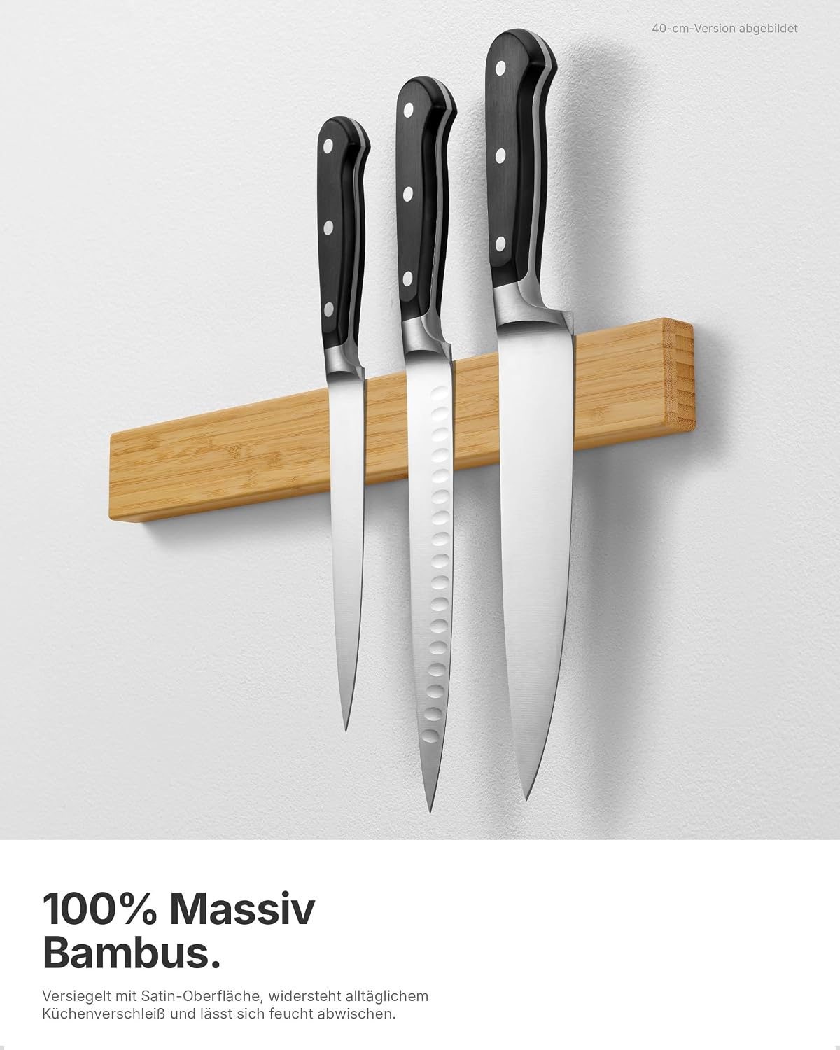 Selbstklebende Magnetleiste für Messer, Bambus 60 cm / 24″