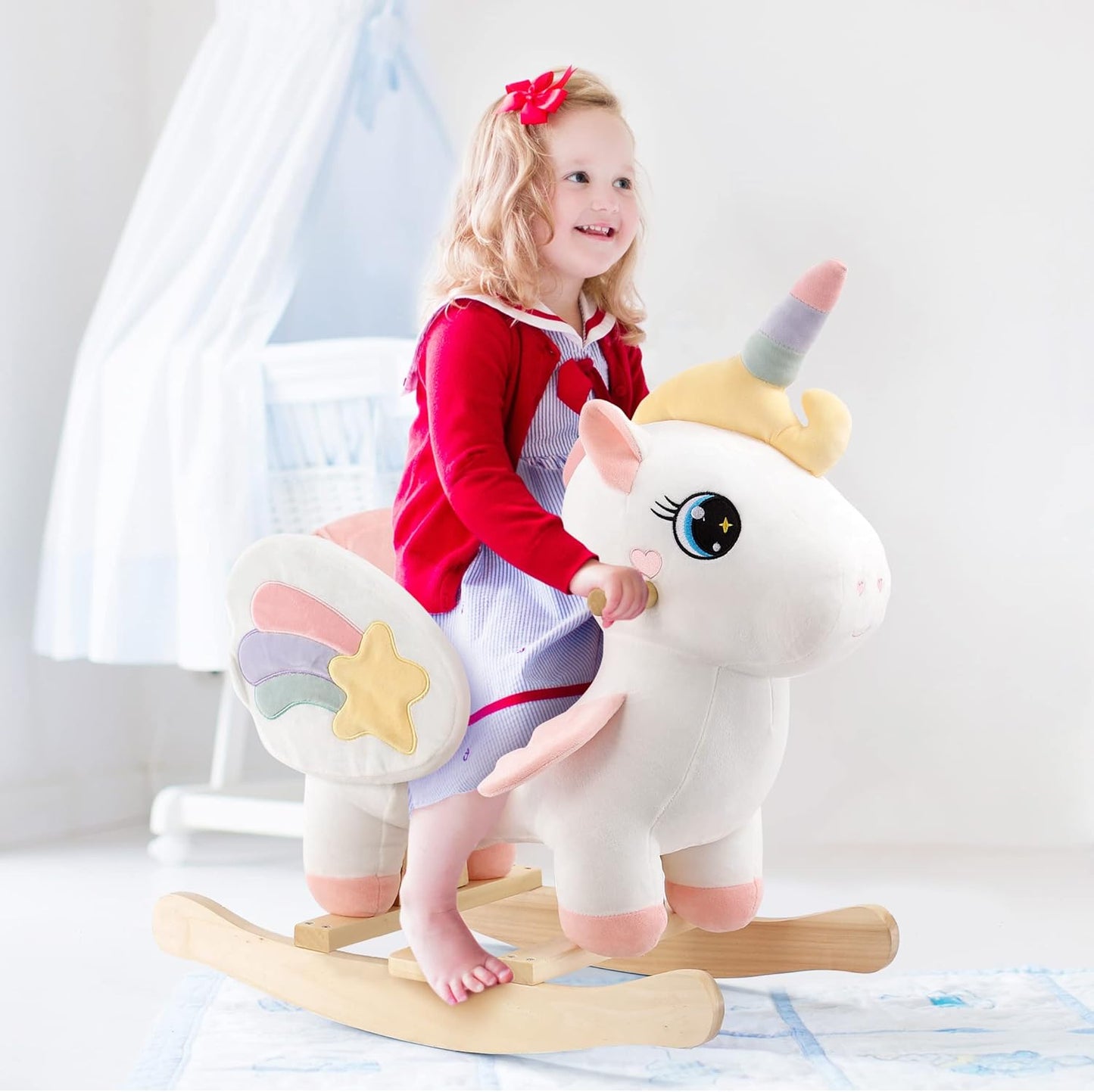Einhorn-Baby-Schaukelpferd, Bezauberndes Weisses Einhorn