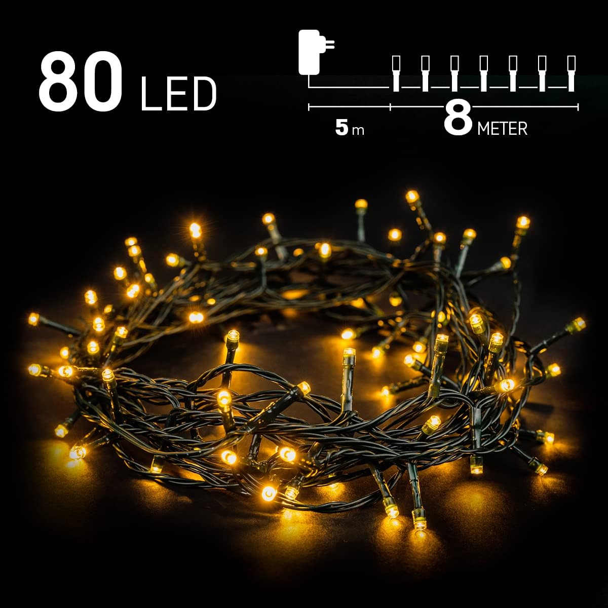 LED-Lichterkette mit Timer-Funktion, 8M / 80 LEDS
