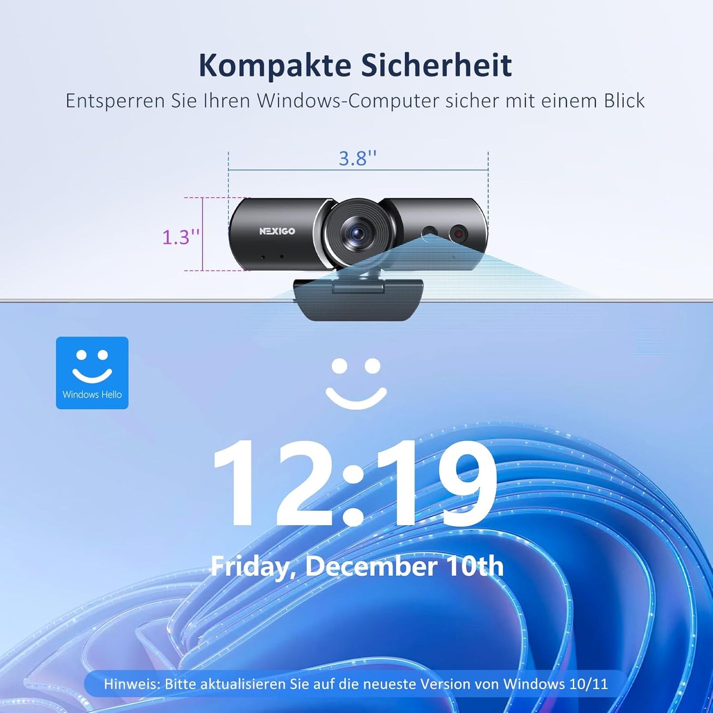 HelloCam Pro mit Windows Hello und Datenschutz, Webcam with Windows Hello