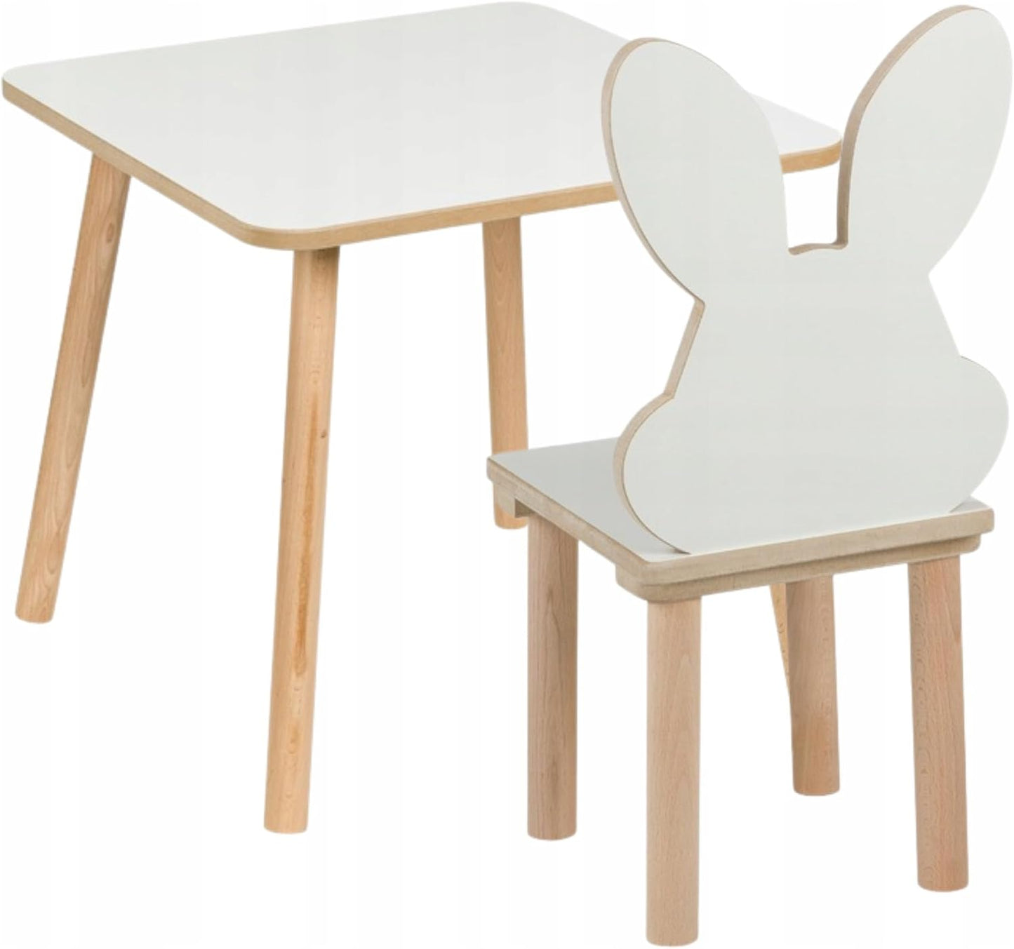 Kindertisch mit Hasenstuhl-Set, Kids Table And Chair Rabbit Set 50 x 50 x 47 cm