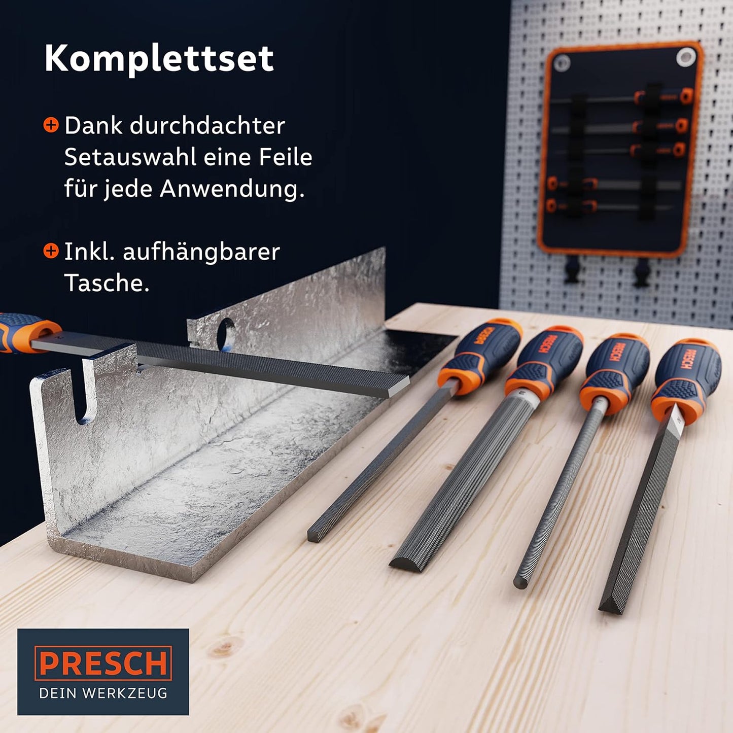 Werkstattfeilen-Set mit Rolltasche, Feilen Set 5 tlg. Inkl. Tasche
