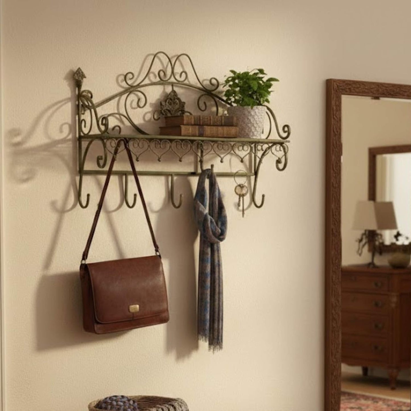 Wandgarderobe mit Ablage im Vintage Design