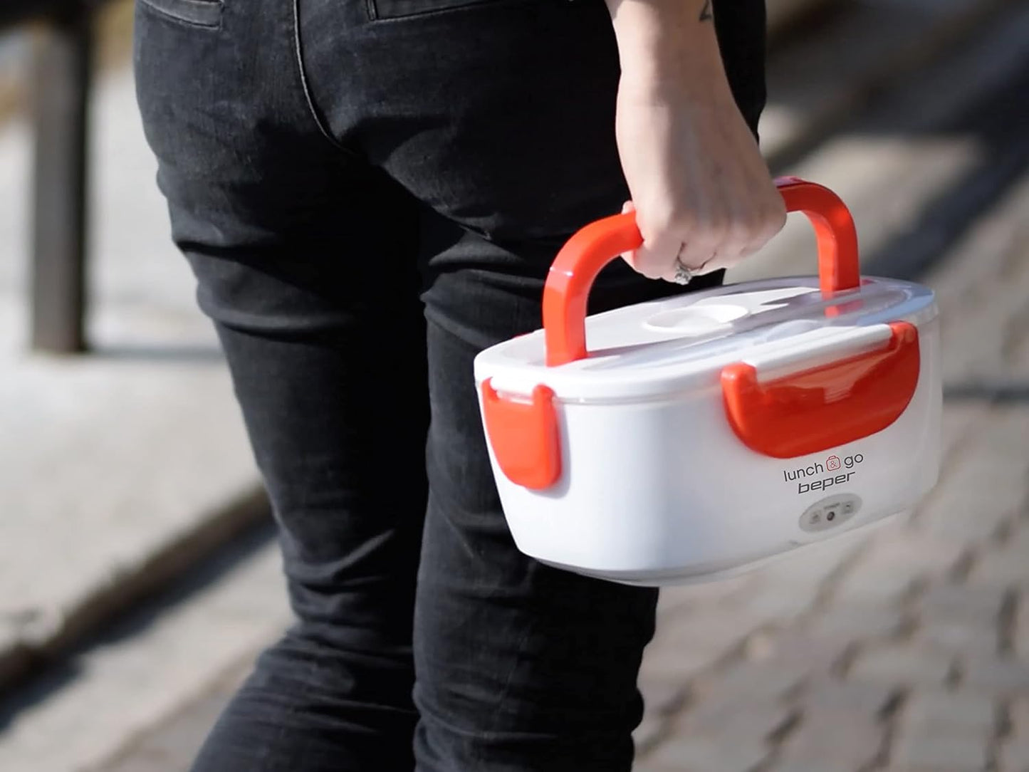 Elektrische Lunchbox mit herausnehmbaren Behältern, Rot