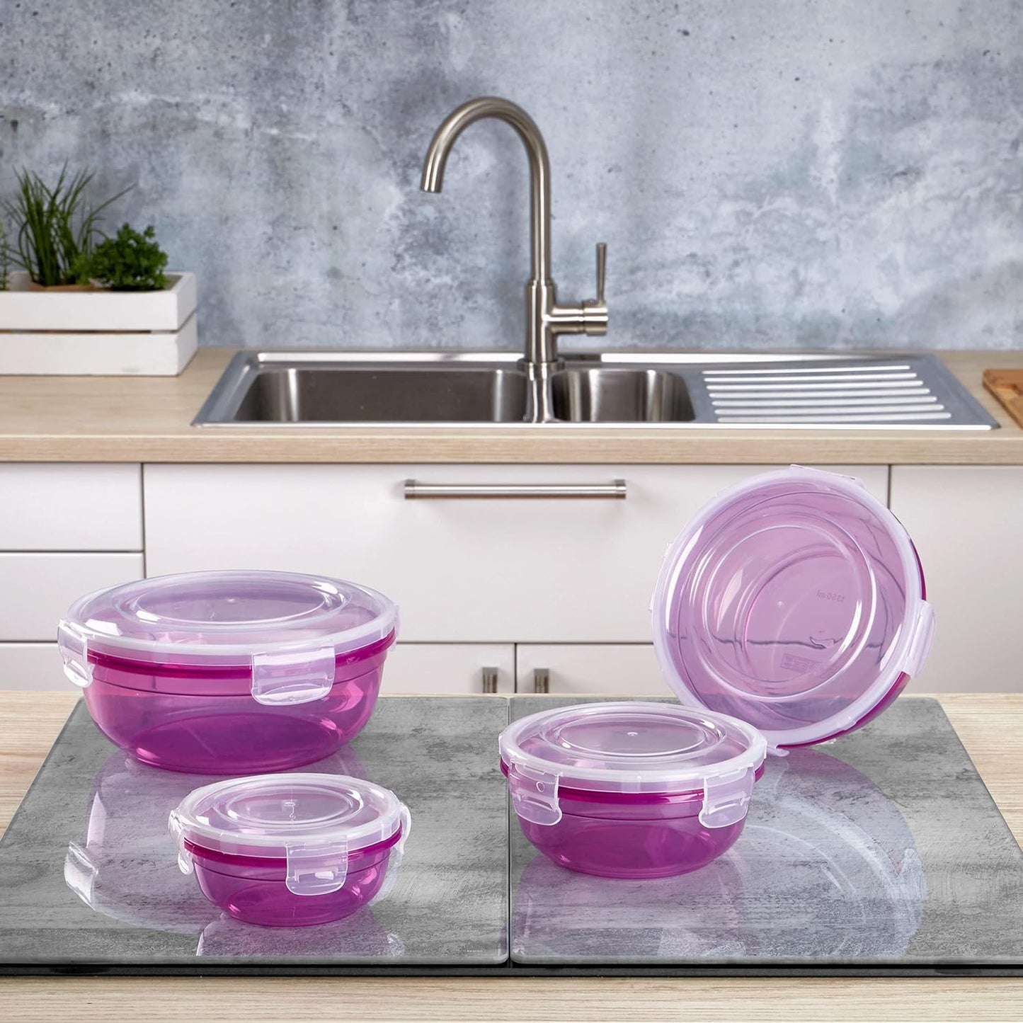 4er Set Frischhaltedosen, Rund-berry