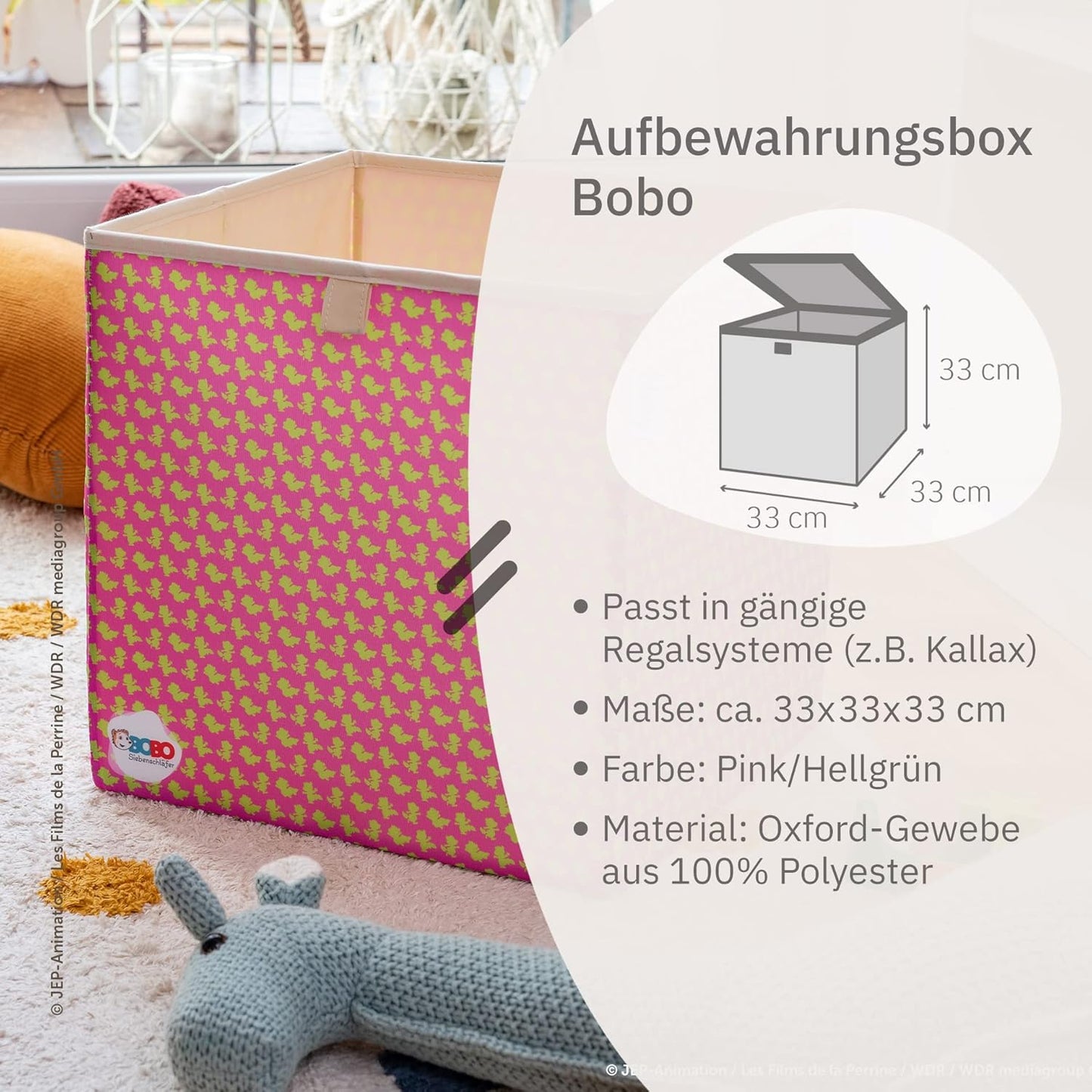 Aufbewahrungsbox mit Bobo Siebenschläfer Streuprint, Pink