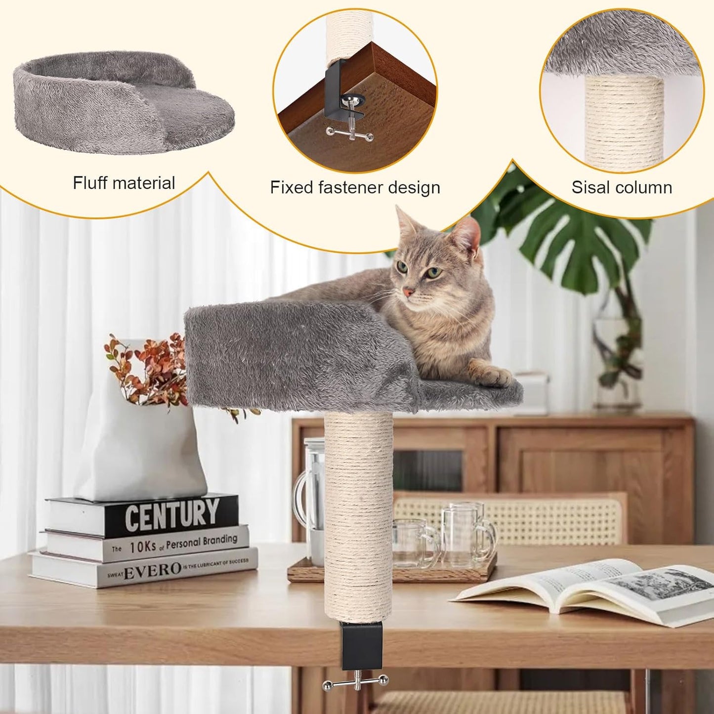 Katzen-Schreibtischbett mit Kratzsäule