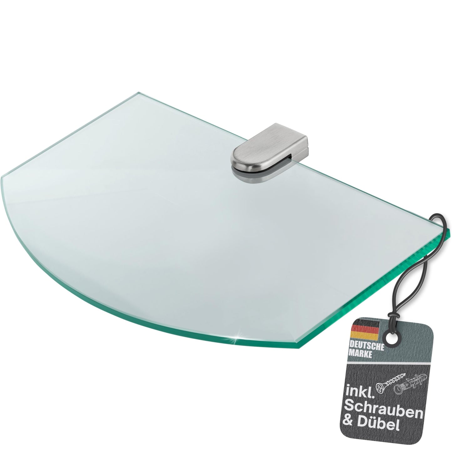 Glas-Wandregal für Badezimmer, 25,4 x 14 x 0,6 cm Klarglas